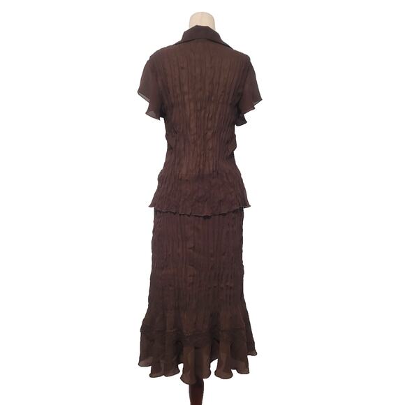 Vintage Robbie Bee Pleated Ruffle Top Skirt 2 PC Set Sz 12 Cottagecore Academia - Picture 2 of 13